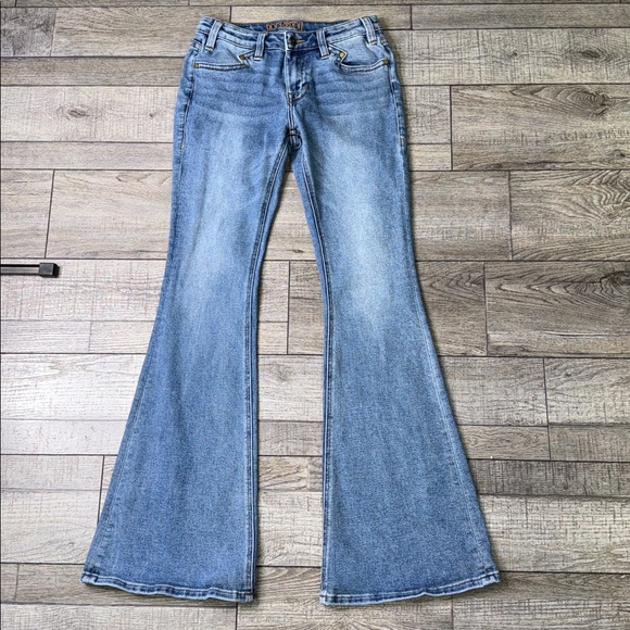 Rock & Roll Cowgirl Light Blue Flare Jeans - Picture 1 of 13